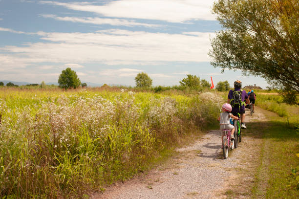 istock Father and daughter going in bicycle 858119820