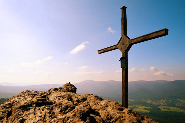 istock Cross on the summit of a mountain Grosser Osser, Germany. 858130934