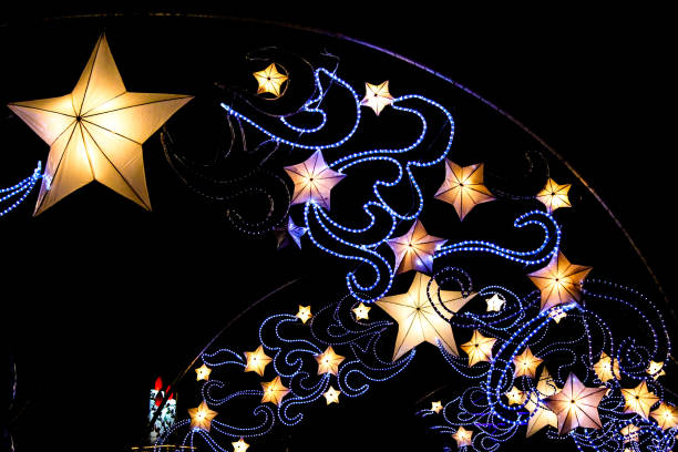 Star shaped lanterns Star shaped Christmas lanterns in Tangub City, Philippines philippines currency stock pictures, royalty-free photos & images