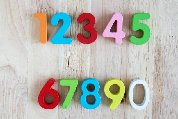 istock Children toy (number wood) on wood background 858131540