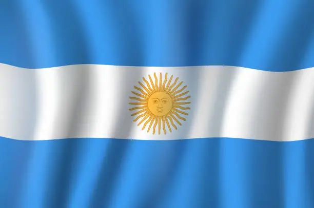 Vector illustration of Vector 3D flag of Argentina national symbol