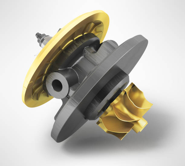 istock Cartridge for turbine car with gold inserts 3d render on white background 858139400