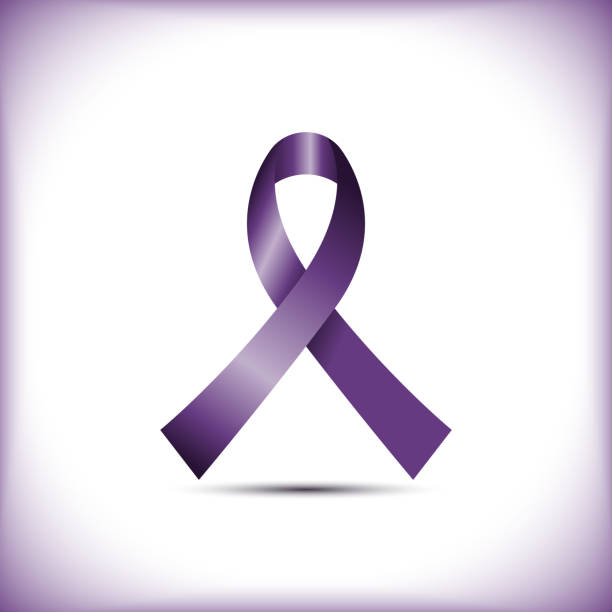 Bекторная иллюстрация Фиолетовая лента осведомленности изолированы на белом фоне значок вектор графического дизайна