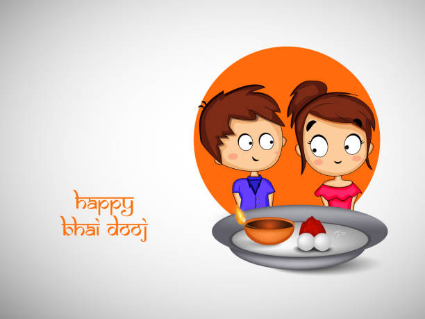 illustration of Hindu Festival Bhai Dooj Background illustration of elements of Hindu Festival Bhai Dooj Background bhai tika stock illustrations