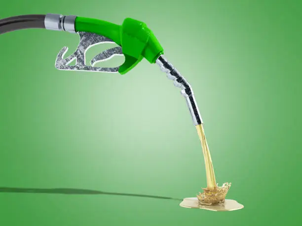 eco Fuel concept nozzle pump with hose 3d render on green background eco Fuel concept nozzle pump with hose 3d render on white background