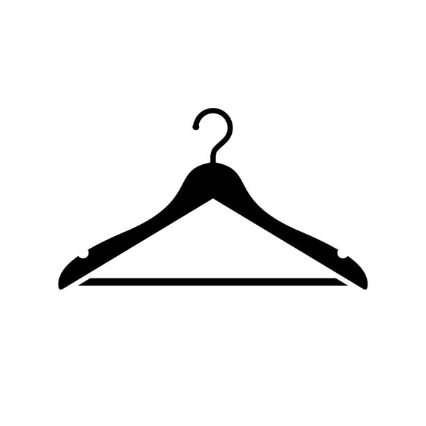 illustrations, cliparts, dessins animés et icônes de icône de cintre. noir, minimaliste icône isolé sur fond blanc. - hanger