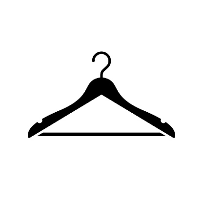 Hanger icon. Black, minimalist icon isolated on white background. Hanger simple silhouette. Web site page and mobile app design vector element.