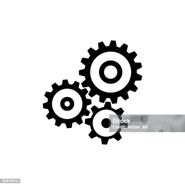 Cogwheel Gear Mechanism Icon Black Minimalist Icon Isolated On White Background Stock Illustration - Download Image Now