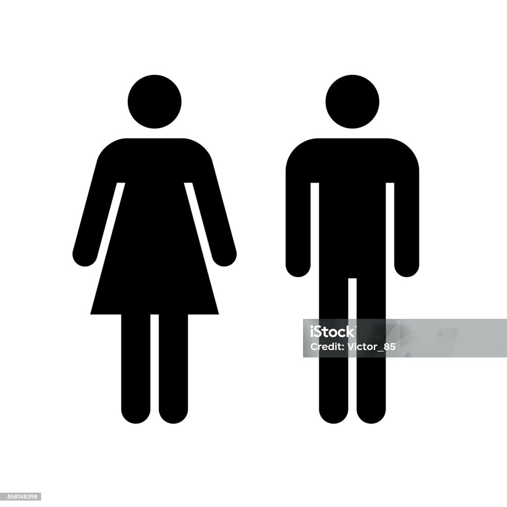 Man and woman icon. Black icon isolated on white background. Man and woman icon. Black icon isolated on white background. Man and woman simple silhouette. Web site page and mobile app design vector element. Icon Symbol stock vector