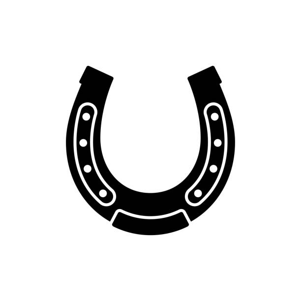 ikona podkowa. czarna, minimalistyczna ikona odizolowana na białym tle. - horseshoe luck wild west good luck charm stock illustrations