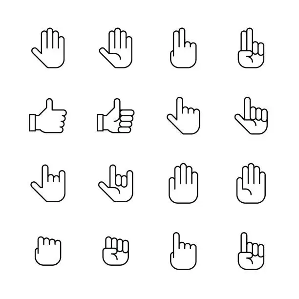 Vector illustration of Hands icons - Line