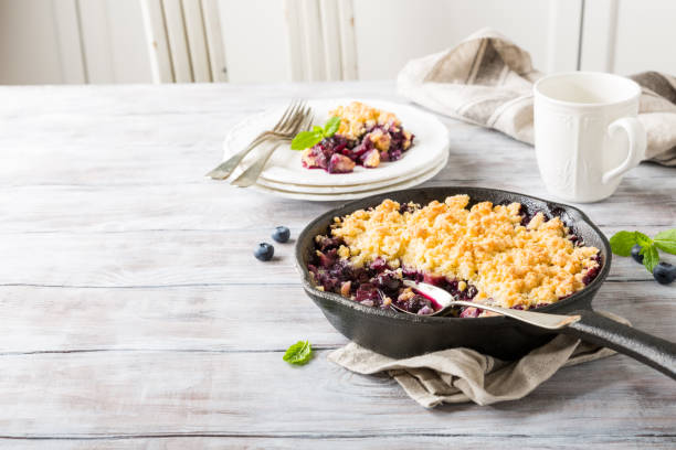 Coconut crumble in cast iron pan