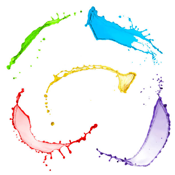 istock beautiful collection of color liquid splashes over white background 858169096