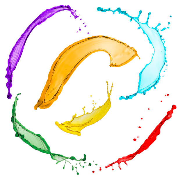 istock flying collection of color splashes over white background 858172586
