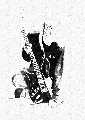 Guitar Rock Star player Art Poster fade Sketchup