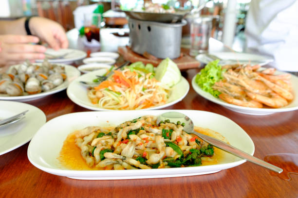 istock Variety of food on the table from side view 858177006