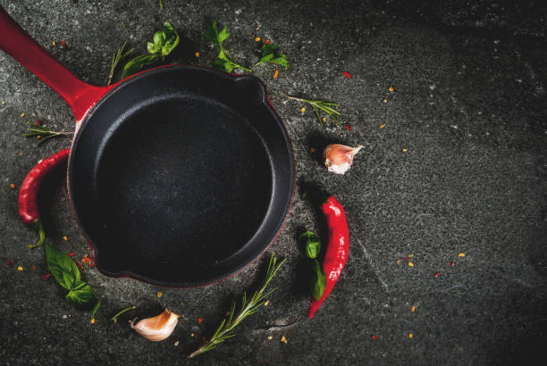 istock Cooking background with skillet and spices 858177950