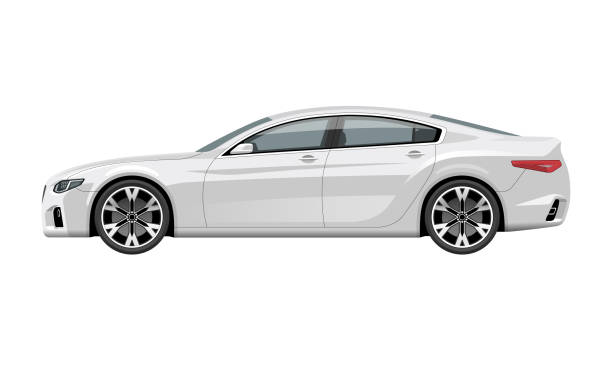istock Modern generic car. Side view of realistic detailed vector car. Middle class sedan isolated on white background. 858181030