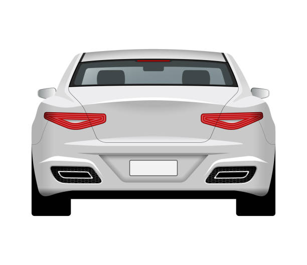 istock Modern generic car. Rear view of realistic detailed vector car. Middle class sedan isolated on white background. 858181034