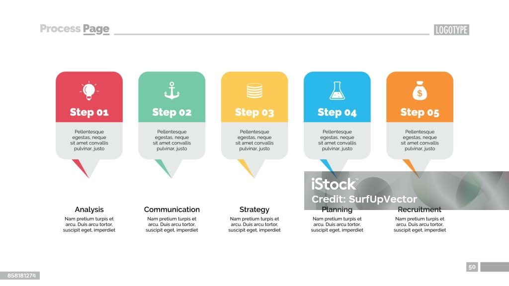 5 Pointer Five Pointers Slide Template Stock Illustration - Download Image Now ...