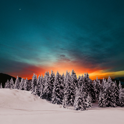 Amazing light over winter landscape
