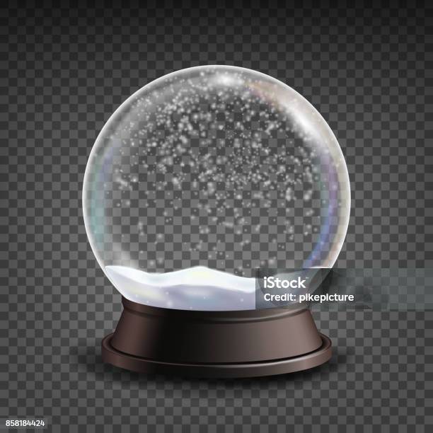 Snow Globe Realistic Vectorrealisitc 3d Snow Globe Toy Winter Xmas Design Element Isolated On Transparent Background Illustration Stock Illustration - Download Image Now