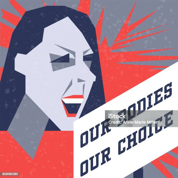 Womens Issues Choice Stock Illustration - Download Image Now - Abortion, One Woman Only, Shouting