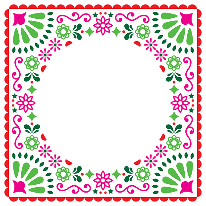 Folk Vector Greeting Card Mexican Style Wedding Or Party Invitation Floral Pink And Green Design Stock Illustration - Download Image Now - iStock Folk Vector Greeting Card Mexican Style Wedding Or Party Invitation Floral Pink And Green Design Stock Illustration - Download Image Now - iStock