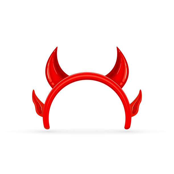 istock Halloween horns and ears of the demon on white background 858189284