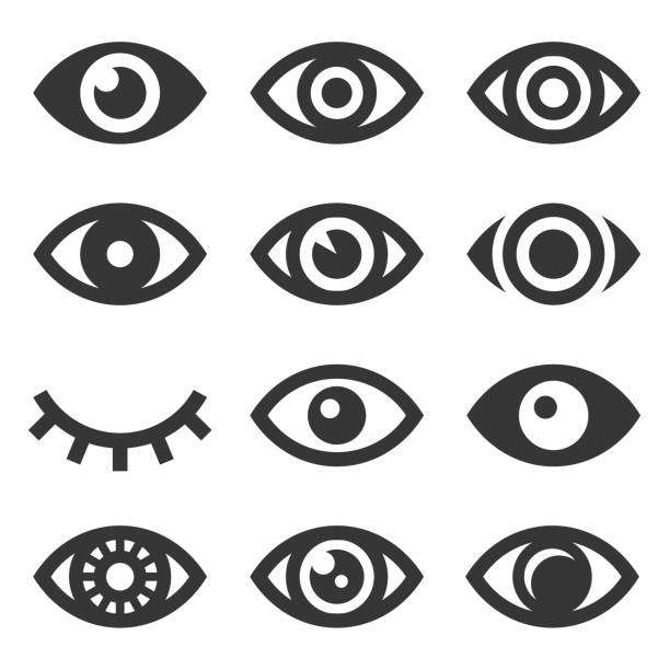 набор значков глаз - глаз иллюстрации stock illustrations
