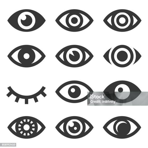 Ögon Ikonuppsättning-vektorgrafik och fler bilder på Öga - Öga, Titta, Titta på