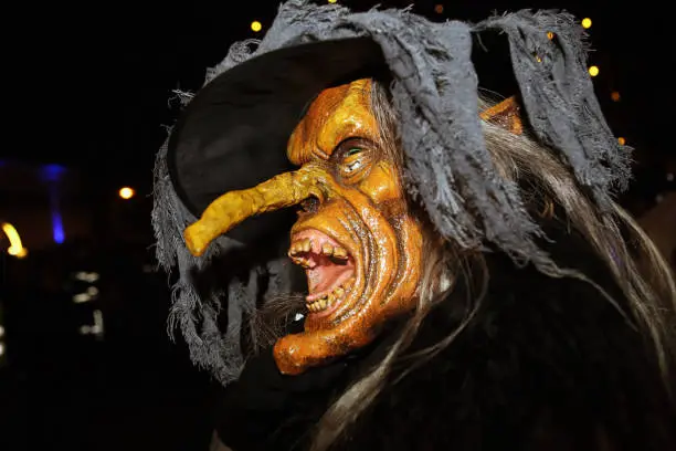 Masked at the traditional Krampus and Perchten run in Bad Goisern in the Salzkammergut.