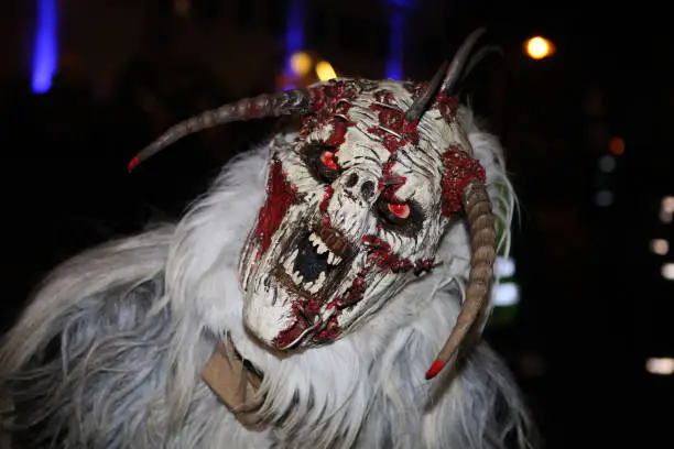 Hectic hustle and bustle at the traditional Krampus and Perchten run in Bad Goiser in the Salzkammergut.