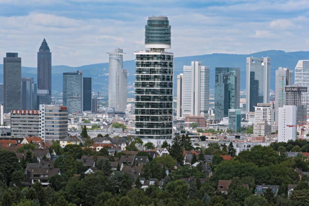 Panorama view of Frankfurt downtown from Goethe Tower