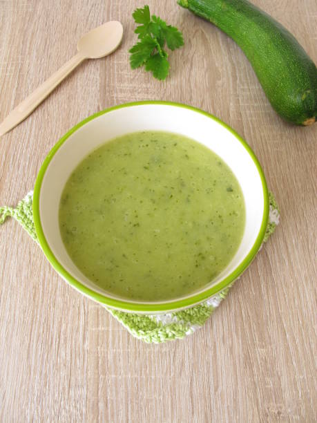 istock Homemade zucchini soup in soup bowl 858205704