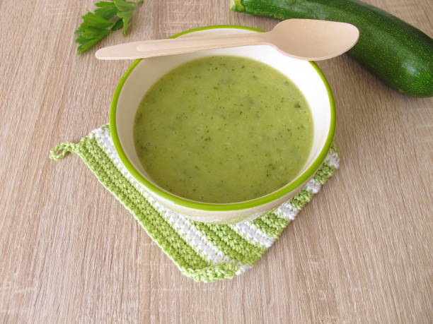 istock Homemade zucchini soup in soup bowl 858205746