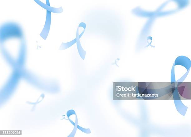 Vector Illustration Of Prostate Cancer Background Stock Illustration - Download Image Now - Ribbon - Sewing Item, Cancer - Illness, Blue