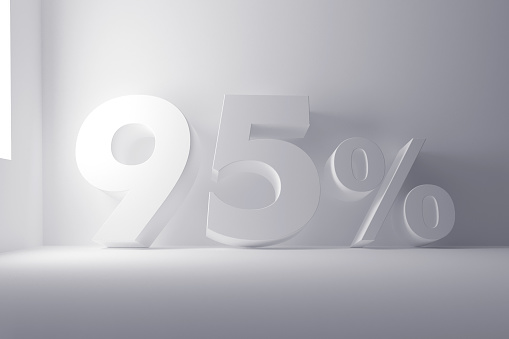 3d rendering white colored percentage sign on white clean background