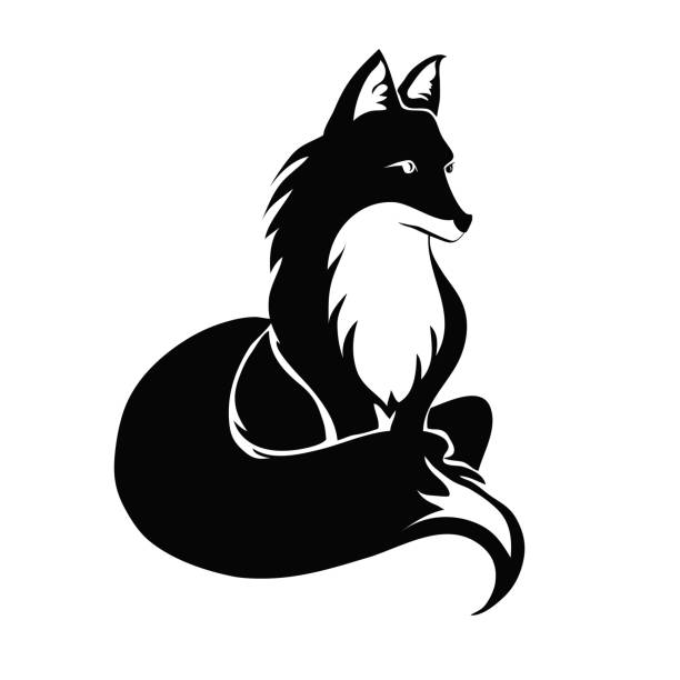 ilustrações, clipart, desenhos animados e ícones de tatuagem de fox. ilustração em vetor, isolada no branco. - animals in the wild white background animal black and white