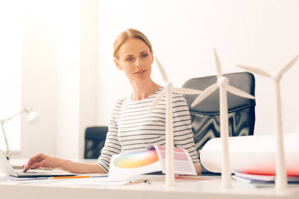 istock Serious smart woman working on the laptop 858225964