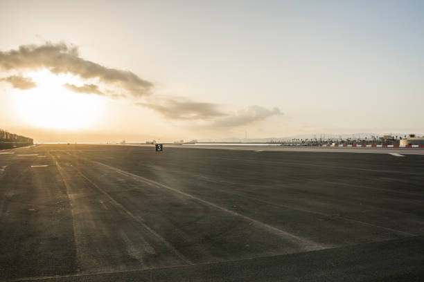 Gibraltar airport at sunset