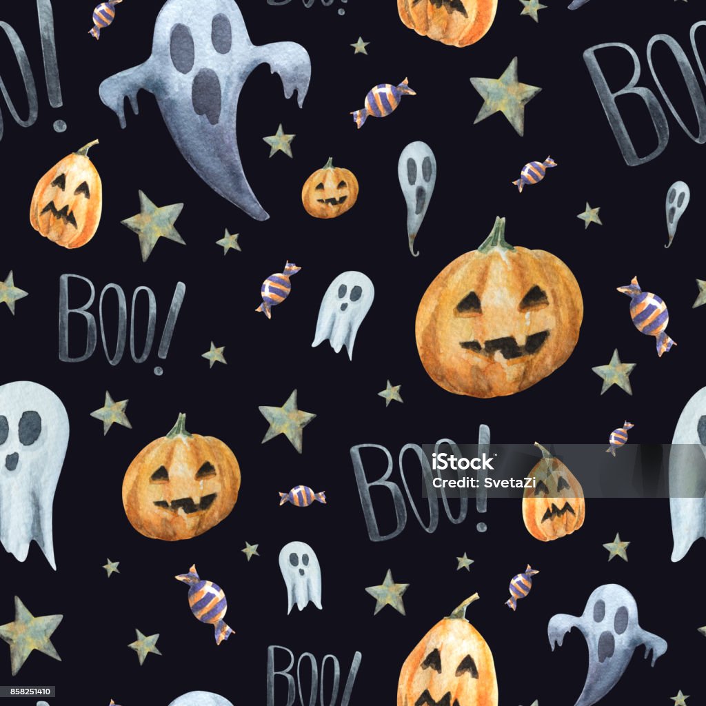 Boo Patterned Background Boo Pattern Stock Illustration - Download Image Now - Art, Autumn ...