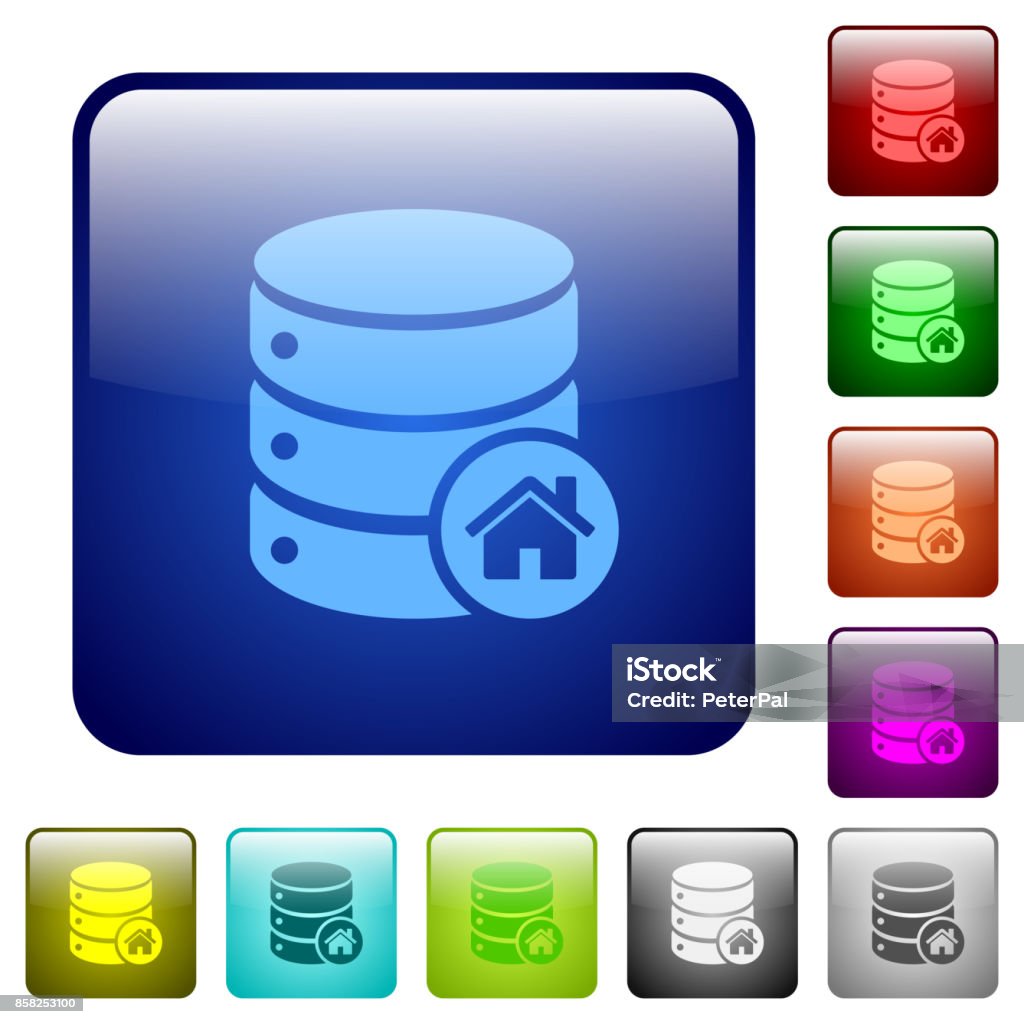 Database Blue Color Button Default Database Color Square Buttons Stock Illustration - Download ...