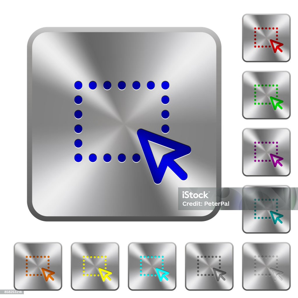 Drag And Drop Operation Rounded Square Steel Buttons Stock Illustration ...