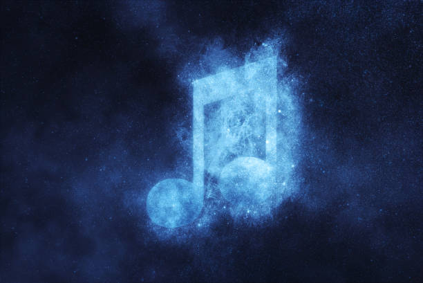 istock Music note sign, Music note symbol. Abstract night sky background 858256884
