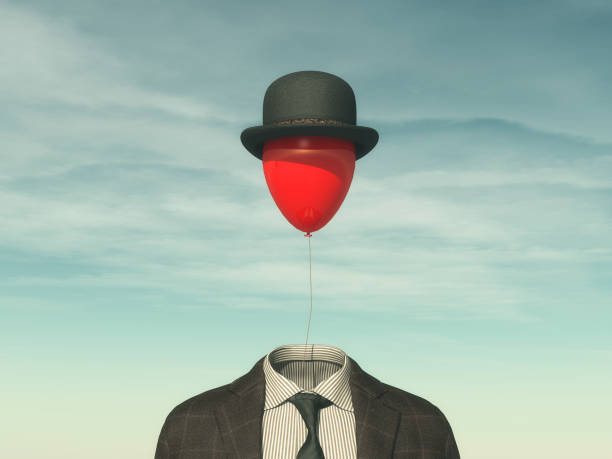 istock Man with a red balloon instead the head 858259056