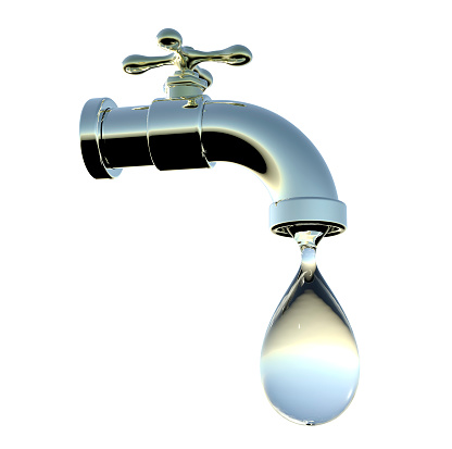 Safety of drinking water concept, 3D illustration showing tap with water