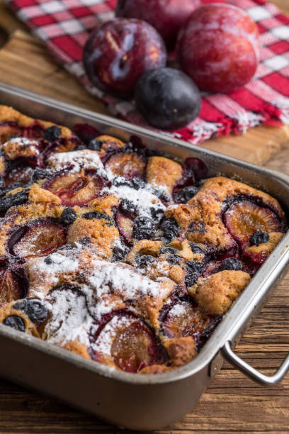 istock Yeast cake with plums and blueberries. 858268974