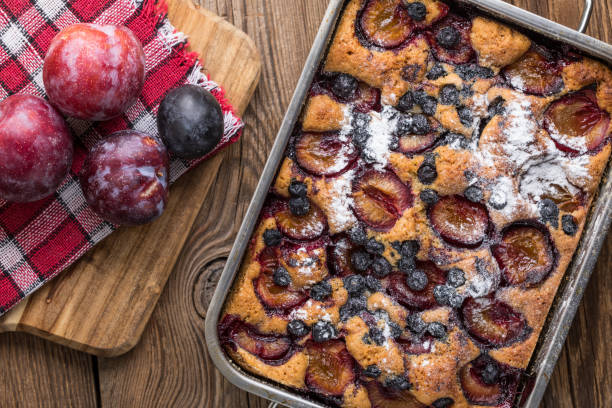 istock Yeast cake with plums and blueberries. 858269154