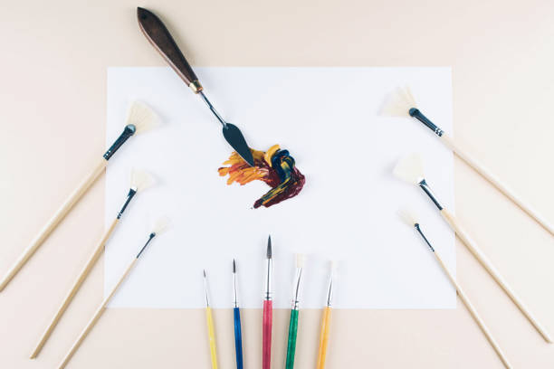 istock Multicolor oil paint brush strokes with knife. 858272778